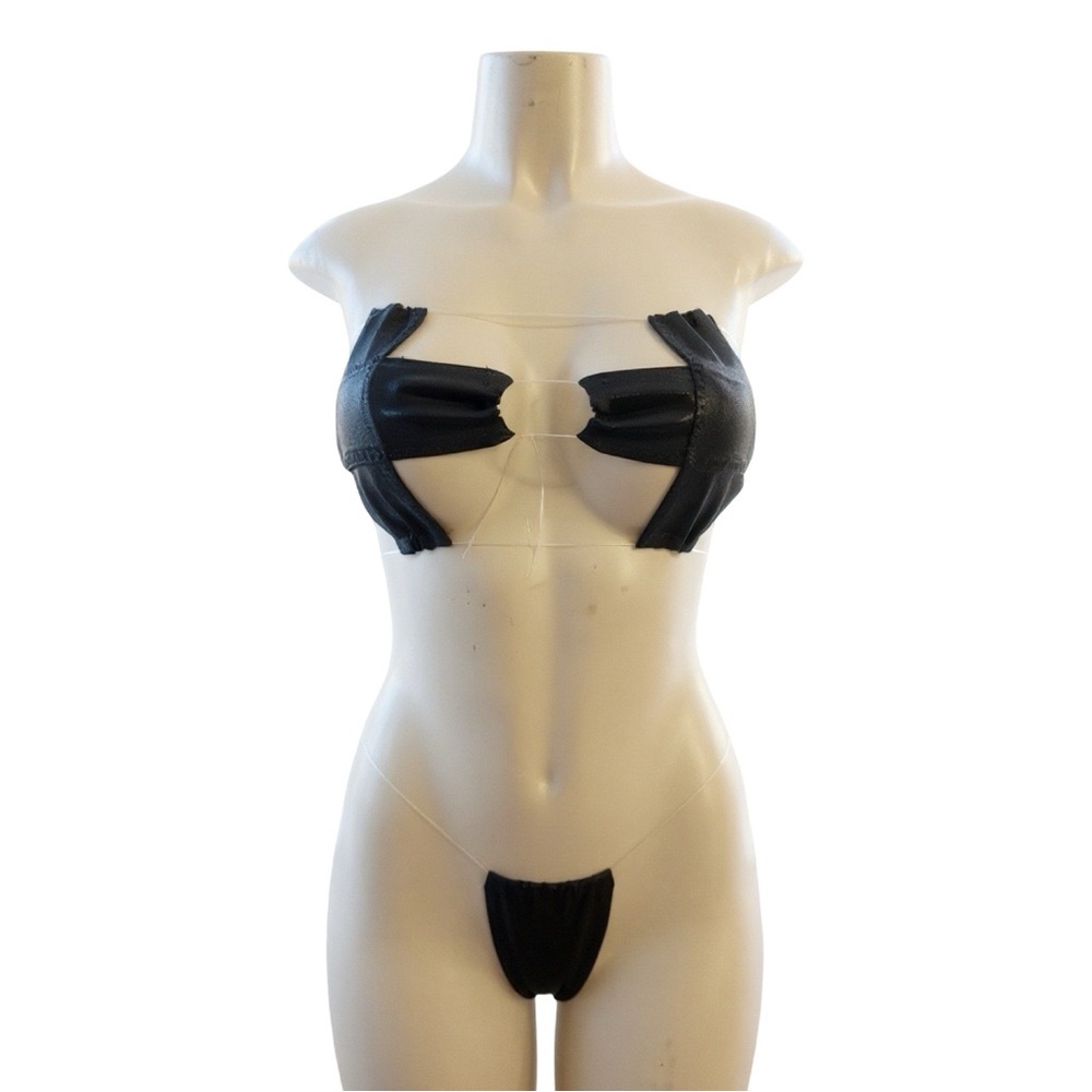 Sexy Black pleather Women's exotic dancewear Set